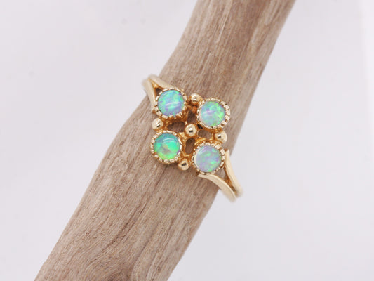 BJC® 9ct Yellow Gold Natural Opal 4 Stone Size N Cluster Style Dress Ring R191