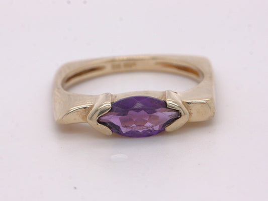 BJC® 9ct Yellow Gold Contemporary Amethyst 1.00ct Marquise Solitaire Ring R270
