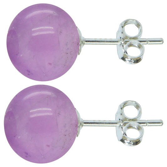 BJC® Stunning Ladies Sterling Silver Amethyst Ball Stud Earrings