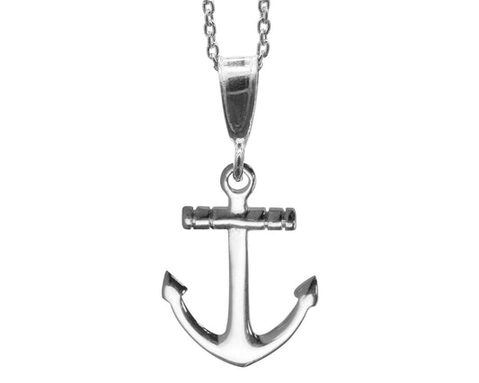 Sterling Silver Anchor Rope Mooring Pendant With Optional Necklace