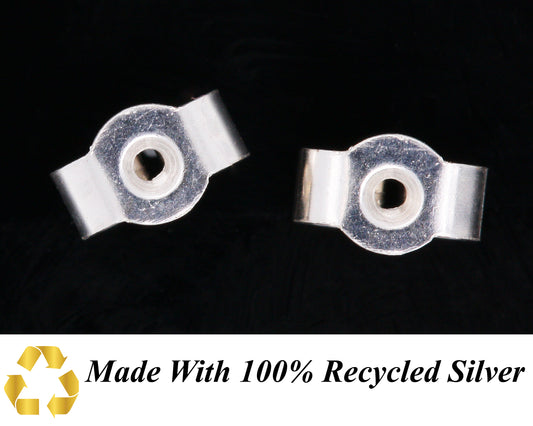 3 Pairs of Sterling Silver 925 Earring Backs Medium 5mm 925 Scrolls Butterfly Scroll NVL001X