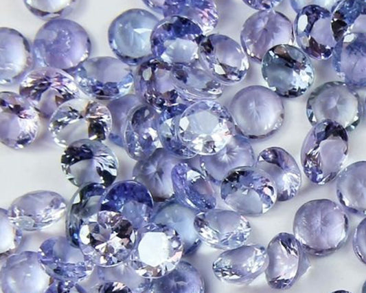 BJC® Loose Round Brilliant Cut Natural Untreated Tanzanite Stones AAA Grade 2mm Round Lilac / Purple / Blue