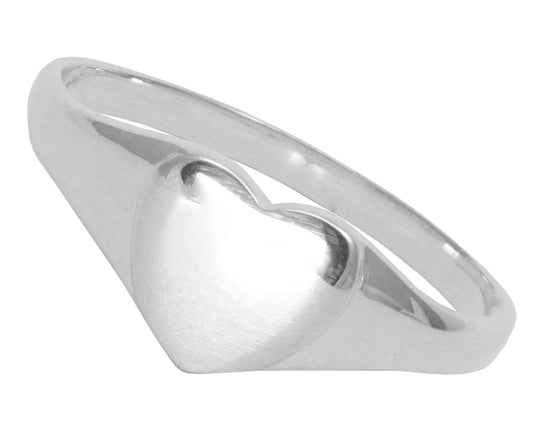Sterling Silver Handmade Heart Signet Ring In Sizes C - Y