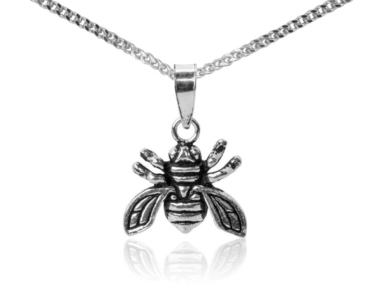 BJC® Sterling Silver Small Honey Bee Pendant & Silver Necklace