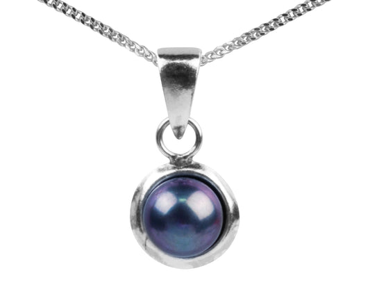 Sterling Silver Black Freshwater Pearl Pendant & Optional Silver Necklace