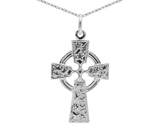 BJC® Sterling Silver Traditional Celtic Star Cross Pendant & Silver Necklace