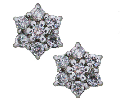 BJC® 18ct White Gold Daisy Cluster Diamond Stud 0.70ct Earrings Studs ER38