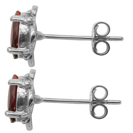 BJC® 925 Sterling Silver Natural Almandine Garnet Stud Earrings Studs 1.50ct
