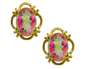 BJC® 9ct Yellow Gold Natural Mystic Topaz Single Stud Earrings Studs 1.50ct