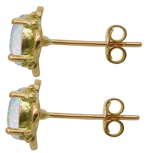 BJC® 9ct Yellow Gold Stunning Opal Single Stud Filigree Earrings Studs 1.50ct