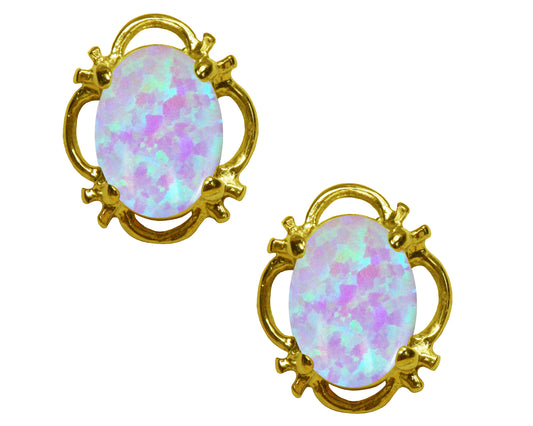 BJC® 9ct Yellow Gold Stunning Opal Single Stud Filigree Earrings Studs 1.50ct
