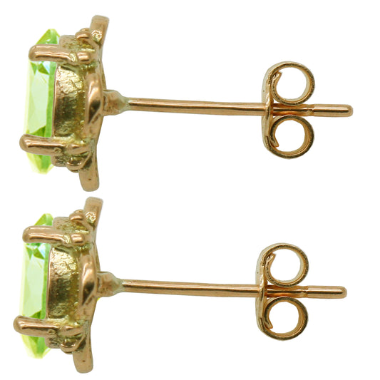 BJC® 9ct Yellow Gold Natural Peridot Single Stud Filigree Earrings Studs 1.50ct