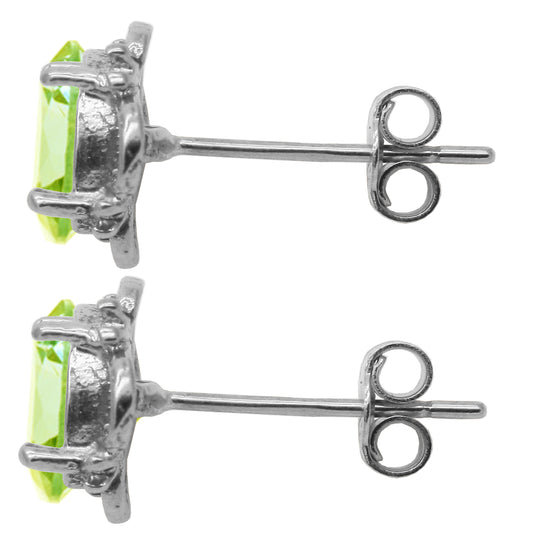 BJC® 925 Sterling Silver Natural Peridot Single Stud Earrings Studs 1.50ct