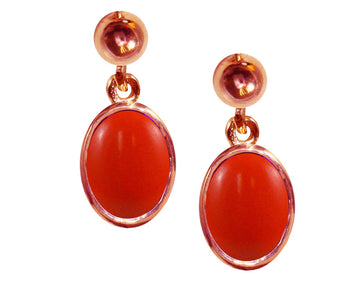 BJC® 9ct Rose Gold Natural Peach Coral Single Drop Dangling Studs Earrings