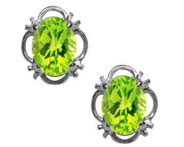 BJC® 925 Sterling Silver Natural Peridot Single Stud Earrings Studs 1.50ct