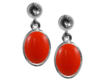 BJC® 9ct White Gold Natural Peach Coral Single Drop Dangling Studs Earrings