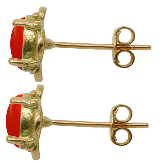 BJC® 9ct Yellow Gold Natural Peach Coral Single Stud Earrings Studs 1.50ct