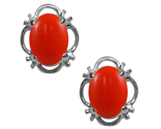 BJC® 925 Sterling Silver Natural Peach Coral Single Stud Earrings Studs 1.50ct