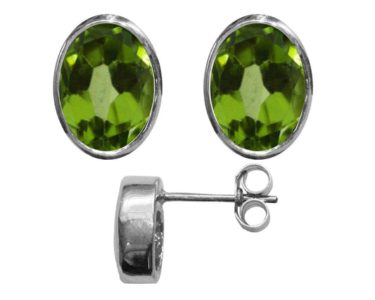 BJC® Sterling Silver Natural Peridot Oval Stud Earrings 3.00ct Studs Brand New