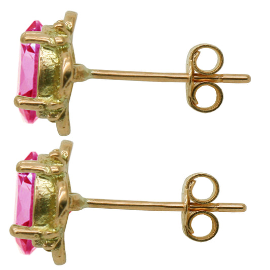 BJC® 9ct Yellow Gold Natural Pink Topaz Single Stud Earrings Studs 1.50ct