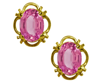 BJC® 9ct Yellow Gold Natural Pink Topaz Single Stud Earrings Studs 1.50ct