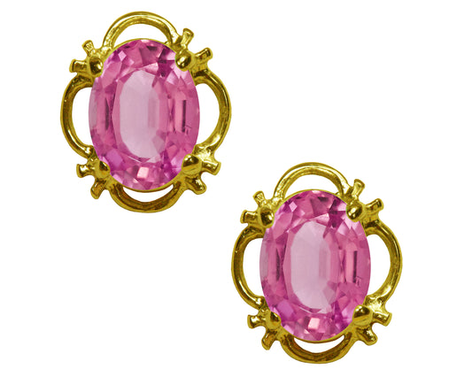 BJC® 9ct Yellow Gold Natural Pink Topaz Single Stud Earrings Studs 1.50ct