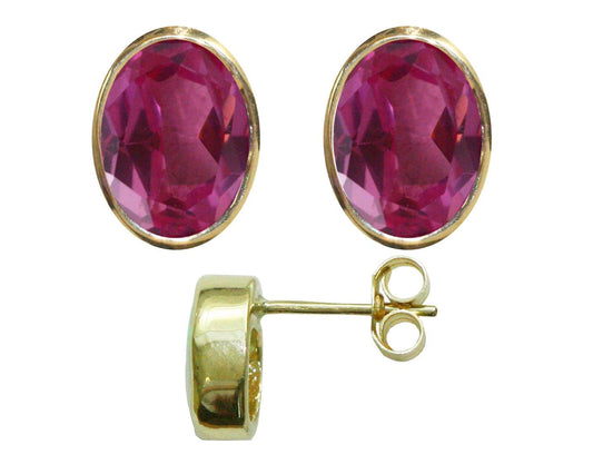 BJC® 9ct Yellow Gold Natural Pink Topaz Oval Stud Earrings 3.00ct Studs