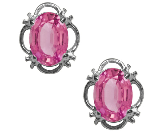 BJC® 925 Sterling Silver Natural Pink Topaz Single Stud Earrings Studs 1.50ct