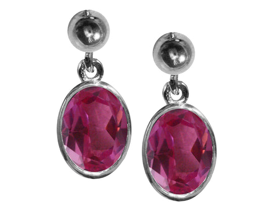 BJC® Sterling Silver Natural Pink Topaz Oval Single Drop Dangling Studs Earrings