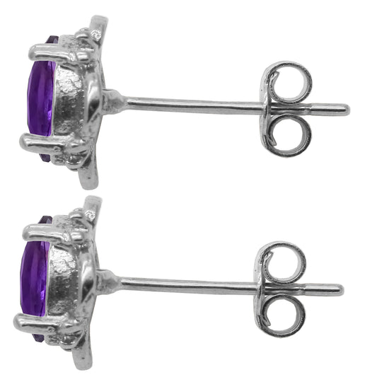 BJC® 925 Sterling Silver Natural Amethyst Single Stud Earrings Studs 1.50ct