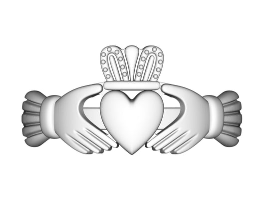 BJC® Ladies Sterling Silver Claddagh Dress Ring Size G - Y Traditional Irish Love Ring