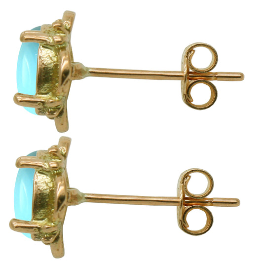 BJC® 9ct Yellow Gold Natural Turquoise Single Stud Earrings Studs 1.50ct