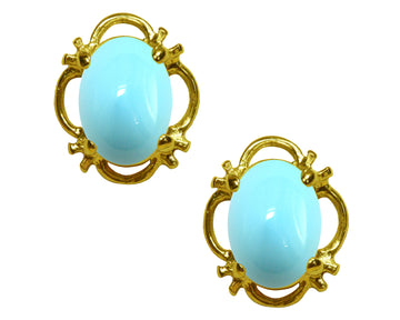 BJC® 9ct Yellow Gold Natural Turquoise Single Stud Earrings Studs 1.50ct