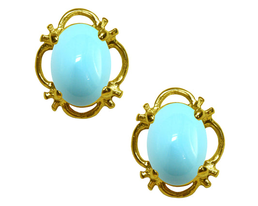 BJC® 9ct Yellow Gold Natural Turquoise Single Stud Earrings Studs 1.50ct