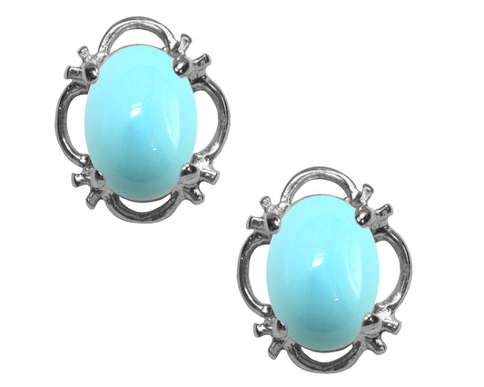 BJC® 925 Sterling Silver Natural Turquoise Single Stud Earrings Studs 1.50ct
