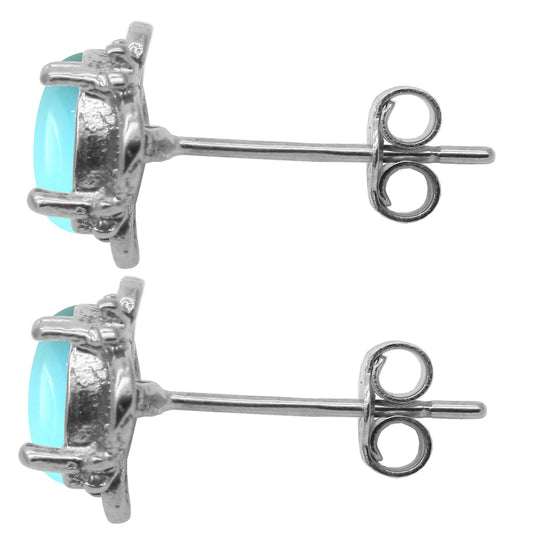 BJC® 925 Sterling Silver Natural Turquoise Single Stud Earrings Studs 1.50ct