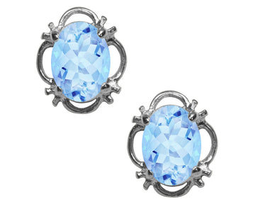 BJC® 925 Sterling Silver Natural Blue Topaz Single Stud Earrings Studs 1.50ct