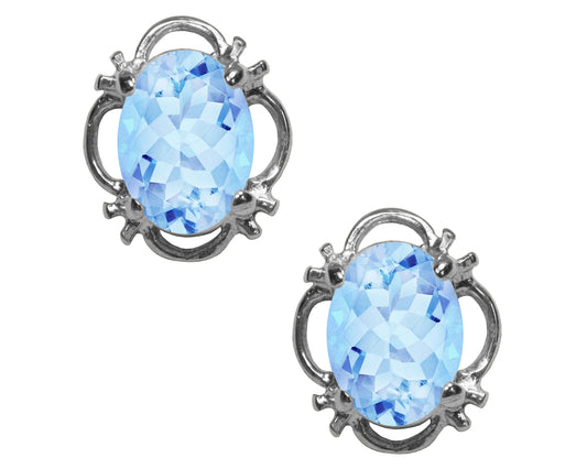 BJC® 925 Sterling Silver Natural Blue Topaz Single Stud Earrings Studs 1.50ct