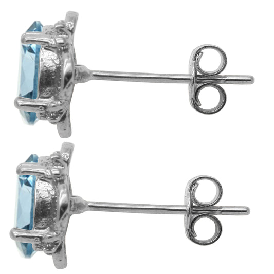 BJC® 925 Sterling Silver Natural Blue Topaz Single Stud Earrings Studs 1.50ct