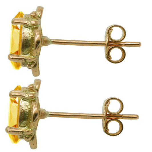 BJC® 9ct Yellow Gold Natural Citrine Single Stud Filigree Earrings Studs 1.50ct