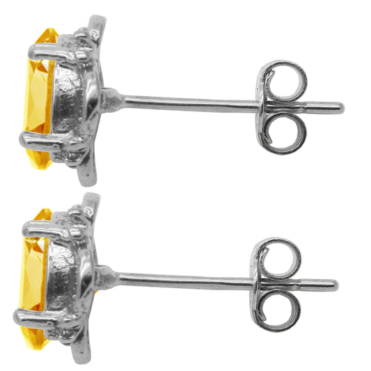 BJC® 925 Sterling Silver Natural Citrine Single Stud Earrings Studs 1.50ct