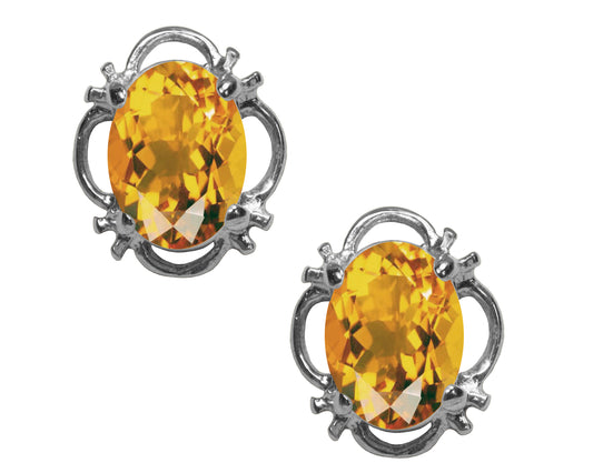 BJC® 925 Sterling Silver Natural Citrine Single Stud Earrings Studs 1.50ct