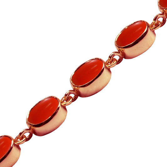 BJC® 9ct Rose Gold Natural Peach Coral 21.00ct Oval Gemstone Tennis Bracelet