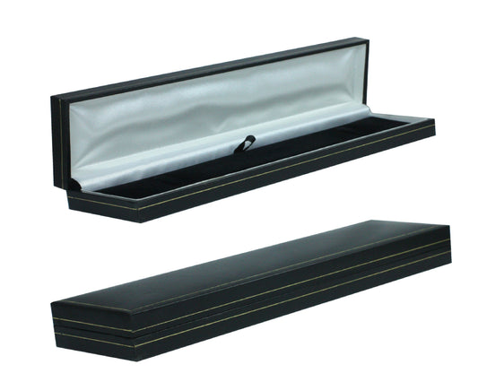 BJC® Black Leatherette & Velvet Bracelet / Watch Gift Presentation Box Gold Stripe New