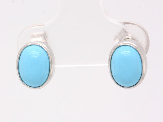 BJC® Sterling Silver Natural Turquoise Oval Stud Earrings 3.00ct Studs Brand New