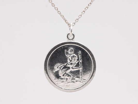BJC® Sterling Silver St Saint Christopher Pendant / Medallion Travel Necklace STC35