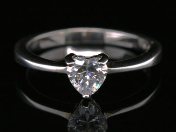 Sterling Silver 925 Cubic Zirconia Heart Cut Solitaire Engagement Ring Size J O S