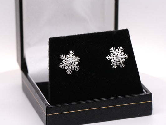 BJC® Sterling Silver 925 Snowflake Snow Flake Stud Earrings New With Giftbox