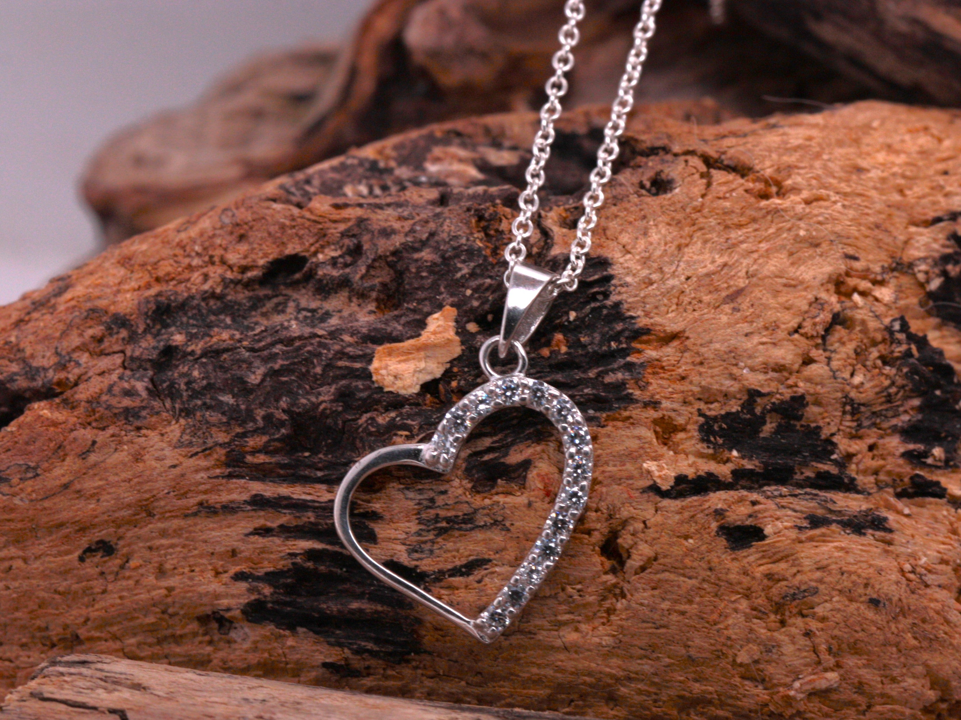 Sterling silver cubic zirconia clearance heart pendant