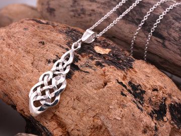 Sterling Silver Celtic Style Twist Pear Teardrop Raindrop Pendant & Necklace 925